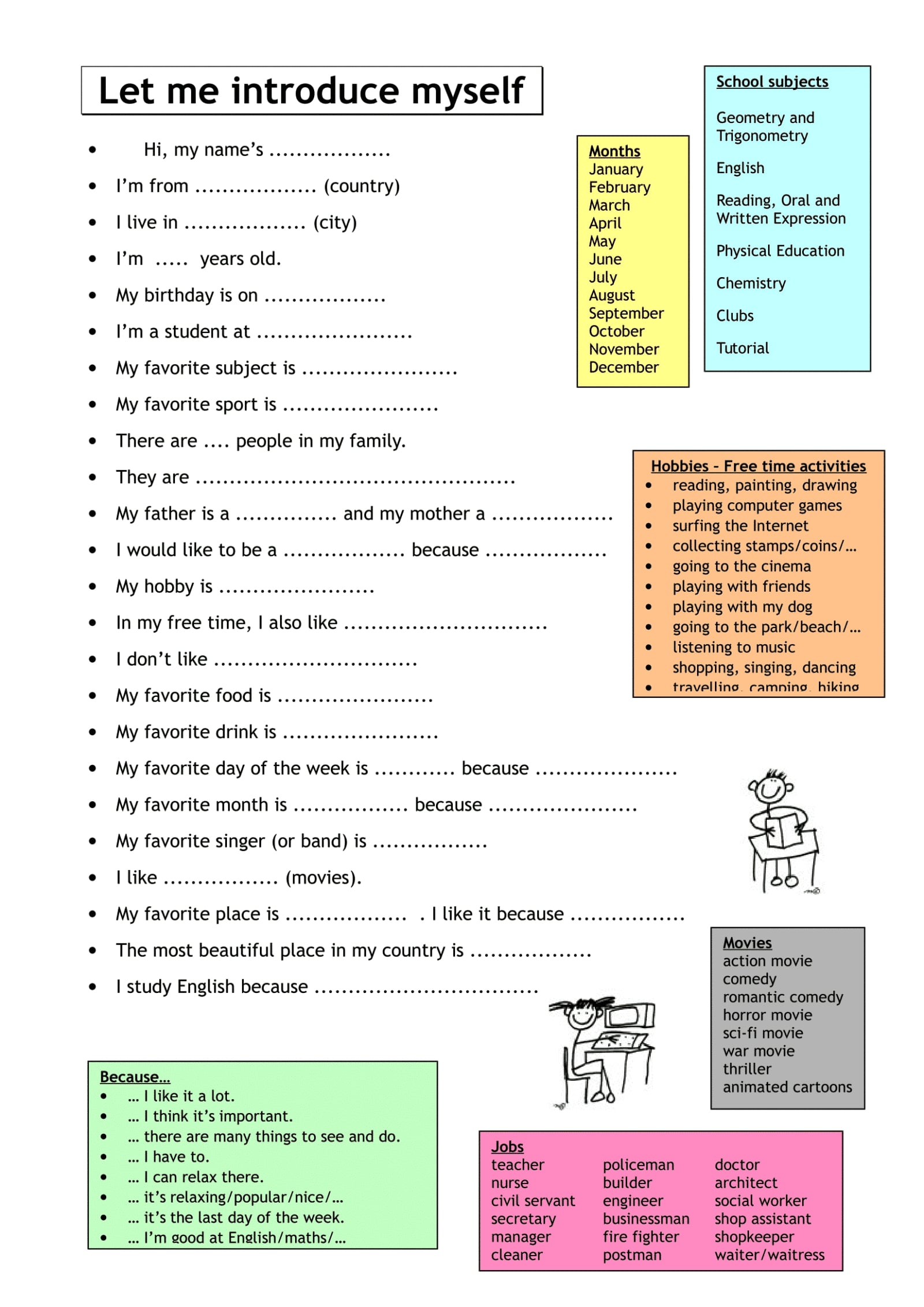 How to Introduce Yourself worksheets